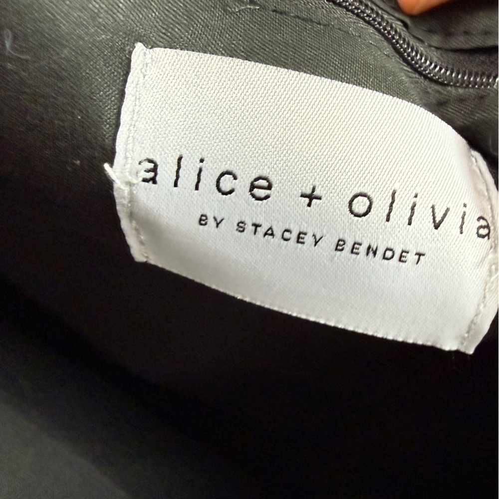 Alice + Olivia Black and White Vertical Stripe Tote - Picture 9 of 11